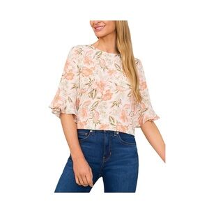CeCe Floral Ruffle Sleeve Blouse- M